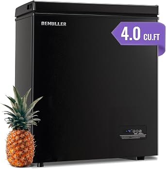 DEMULLER 4.0 Cubic Feet Deep Chest Freezer Small Freezer with Electronic Display Screen Electronic Thermostat Accurate to Every Degree removable Storage Basket Black