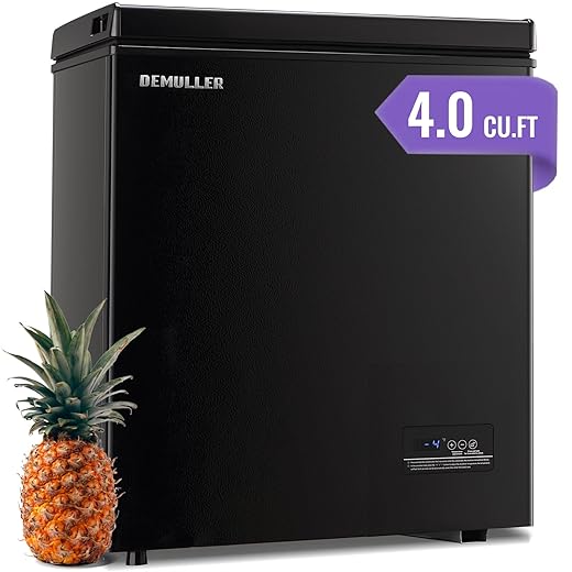 4.0 Cubic Feet Deep Chest Freezer Small Freezer with Electronic Display Screen Electronic Thermostat Accurate to Every Degree removable Storage Basket Black