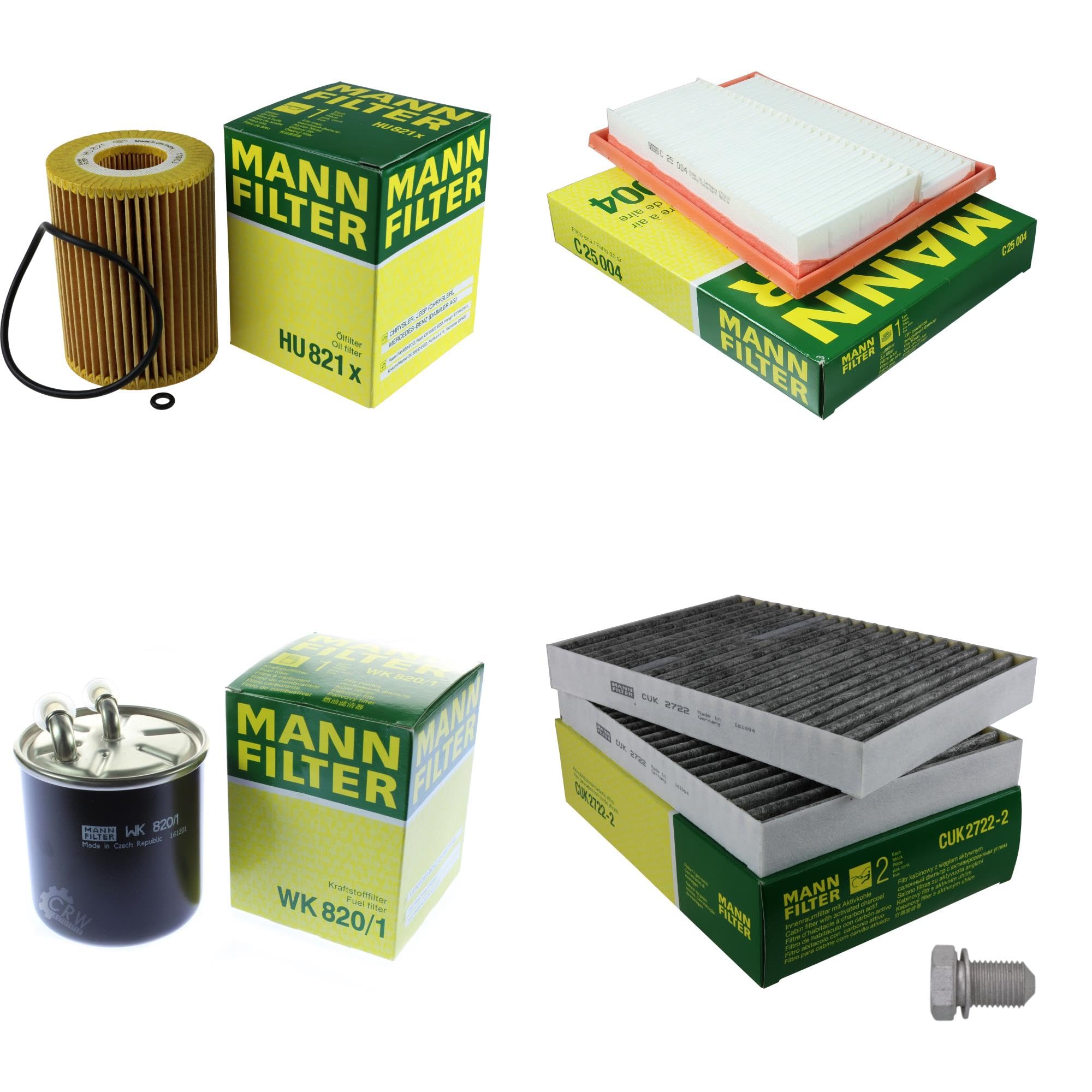 Il kit di ispezione contiene filtro dell'olio, filtro dell'aria, filtro abitacolo, filtro ai carboni attivi, filtro carburante, vite di chiusura per classe S W221