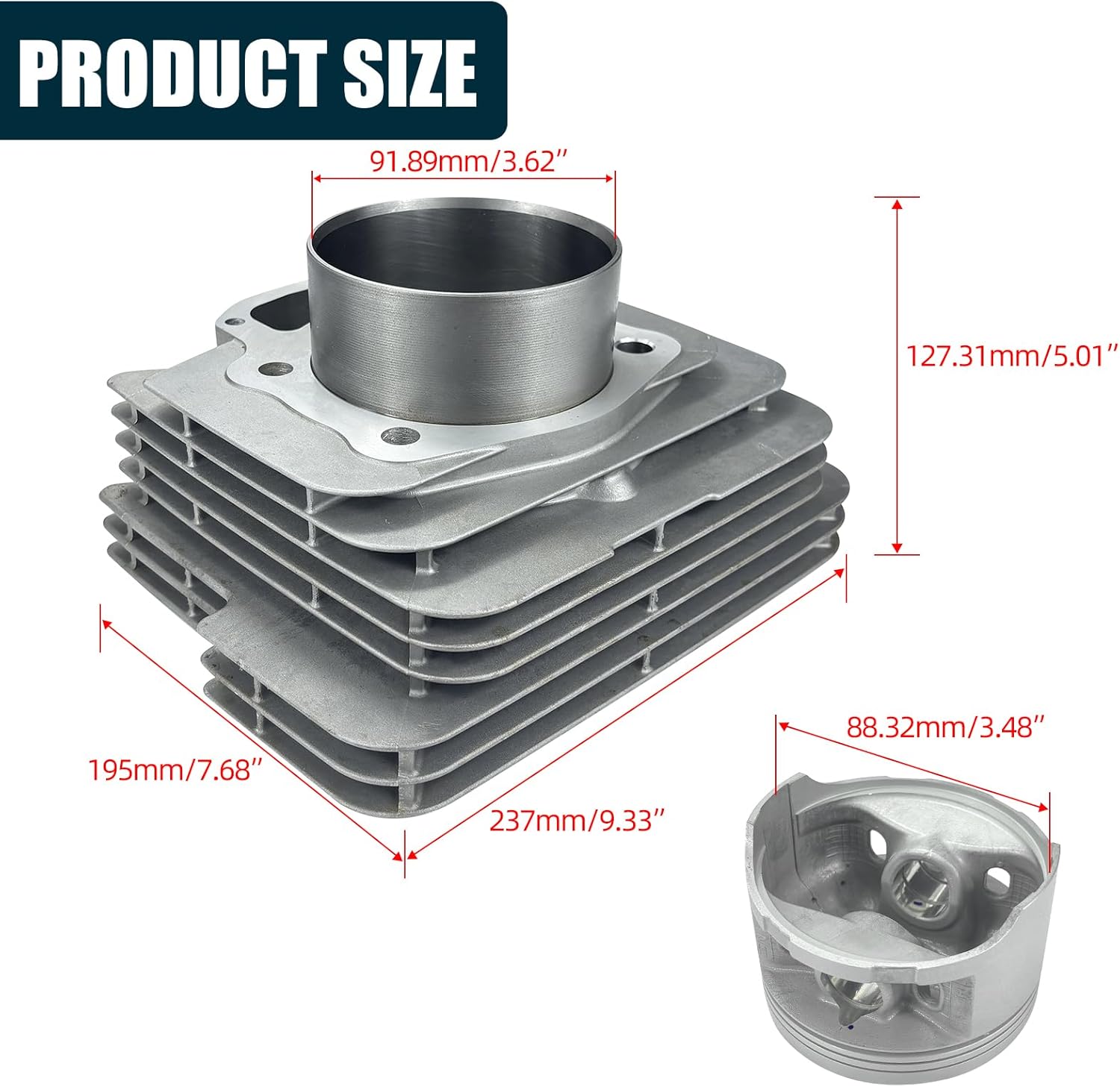 92mm Bore Cylinder Piston Ring Gasket Kit Compatible with Honda TRX500 TRX500FE TRX500FM Foreman 500 4X4 ES S 2005-2011
