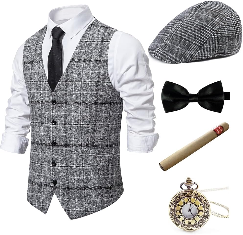 Gionforsy 1920s Mens Costume Outfit,Gatsby Costume Men