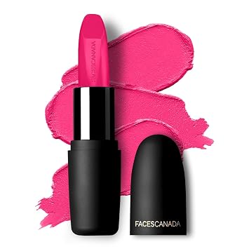 FACESCANADA Weightless Matte Lipstick - Fuschia Wave 02 Pink, 4.5g | Highly Pigmented Lip Color | Smooth One Stroke Glide | Moisturizes & Hydrates Lips | Vitamin E, Jojoba & Almond Oil Enriched