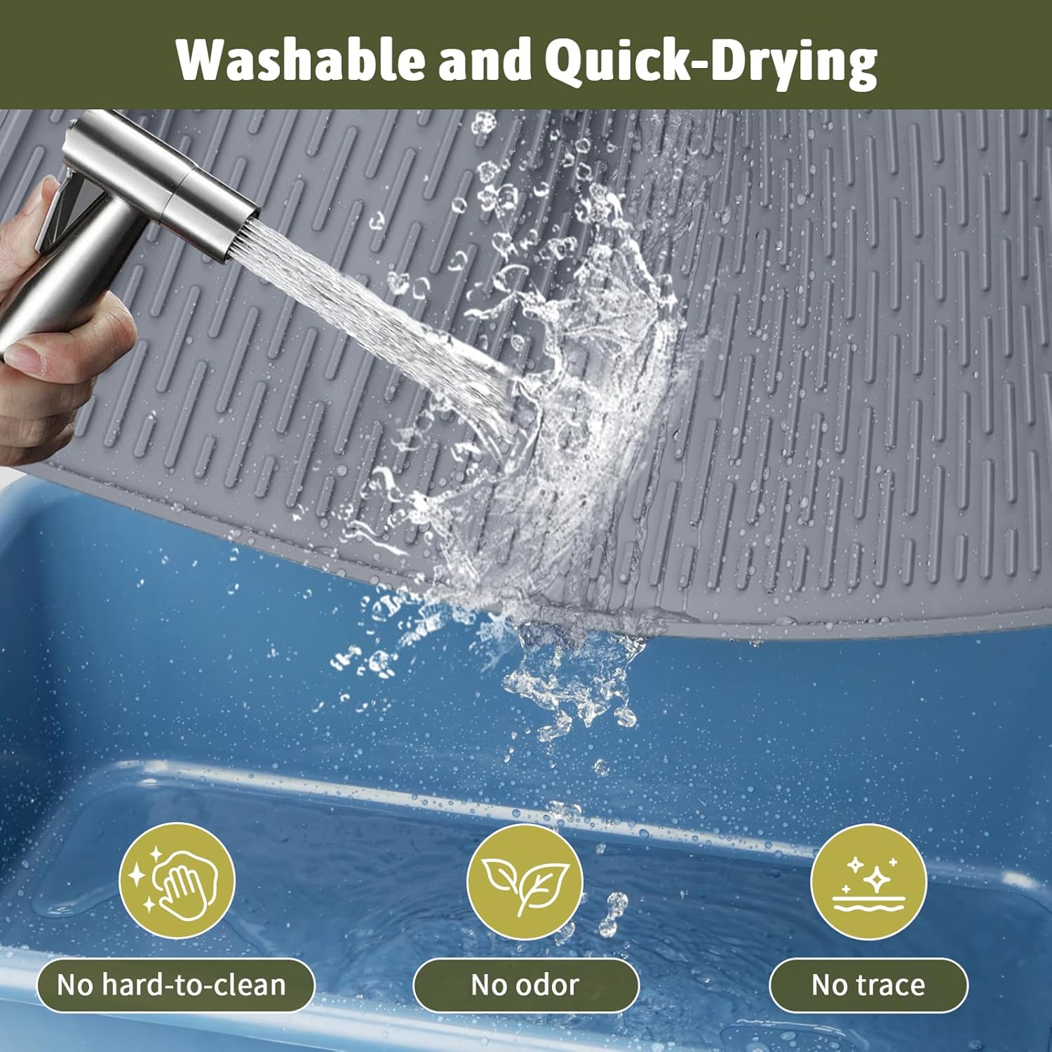 Rubber Cat Litter Mat, Indoor Kitty Litter Box Mat, Waterproof, Easy-to-Clean, Odorless, Textured Surface, Anti-Slip Design (XL:39" x 27")