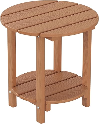 Miniatura 28 de Adirondack - Mesa auxiliar para exteriores con veta similar a la madera, mesa auxiliar pequeña de patio de 16.6 pulgadas, mesa de plástico HDPE de 2