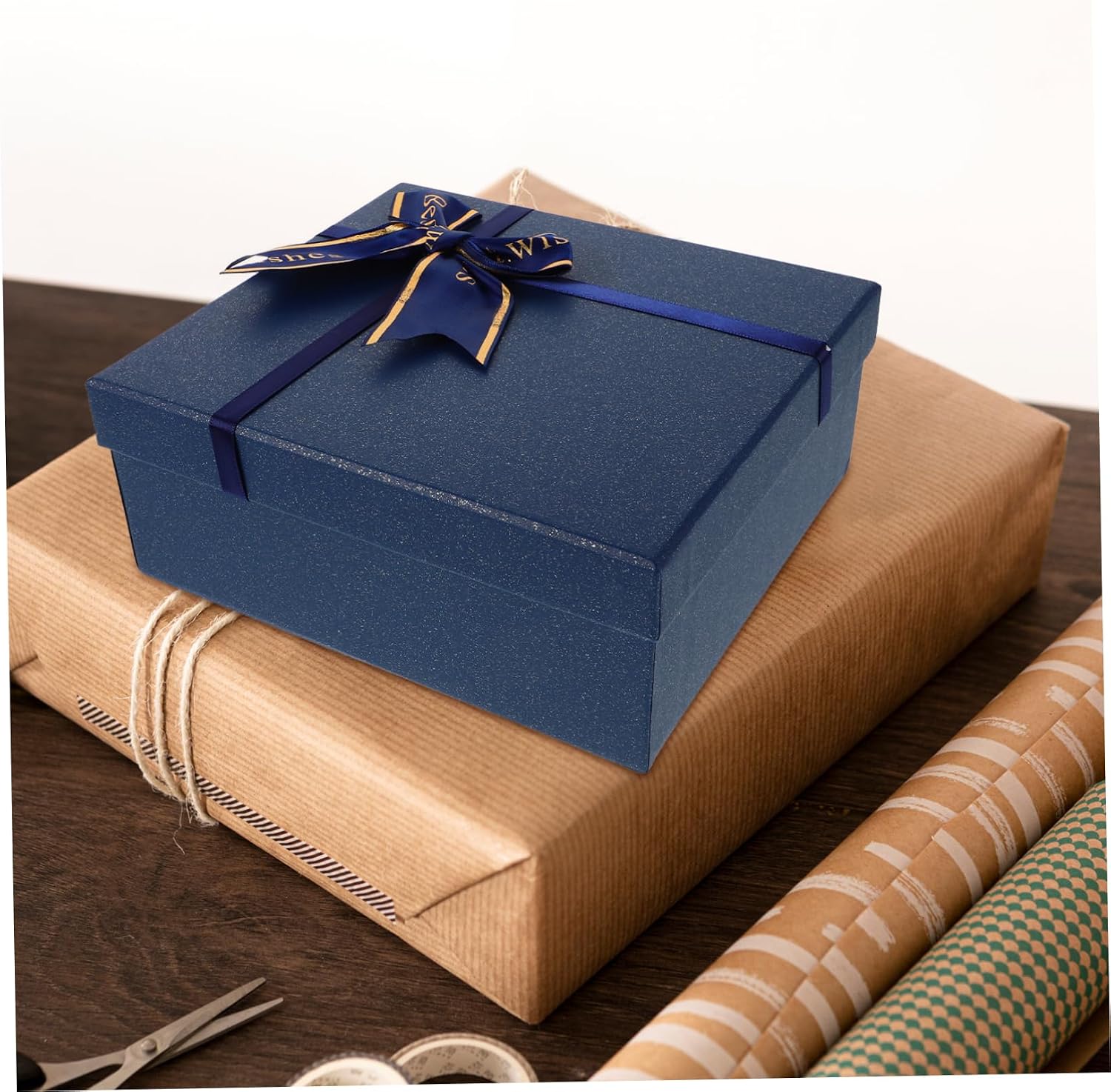 BIUDECO Blue Bowknot Romantic Present Box, Rectangular Paper Gift Box image 4