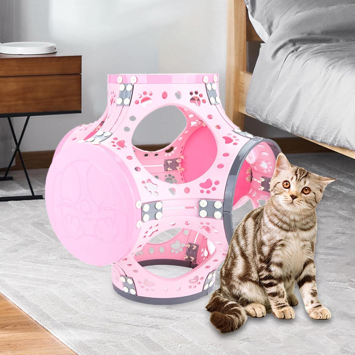 Cat Tunnel Cat Toy Cat Climbing Frame Pet Interactive Toy for Dogs, Pink