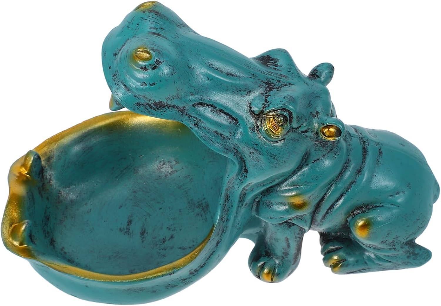 Cute Hippo Statue Candy Bowl Resin Room Accessory Key Holder for Home Office Halloween Decor