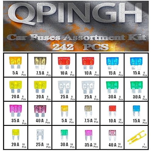Miniatura 8 de Kit surtido de fusibles de automóvil de 242 piezas (2A3A5A7.5A10A15A20A25A303540A), fusibles automotrices estándar y de mini cuchilla, fusibles de
