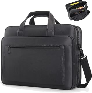 Business 15.6in Laptop Bag, Expandable Shoulder Laptop bag for Men, Large Capacity Waterproof Laptop Messenger Bag, Knitted Fiber Briefcase with Luggage Strap for Business Travel, Work, Grey