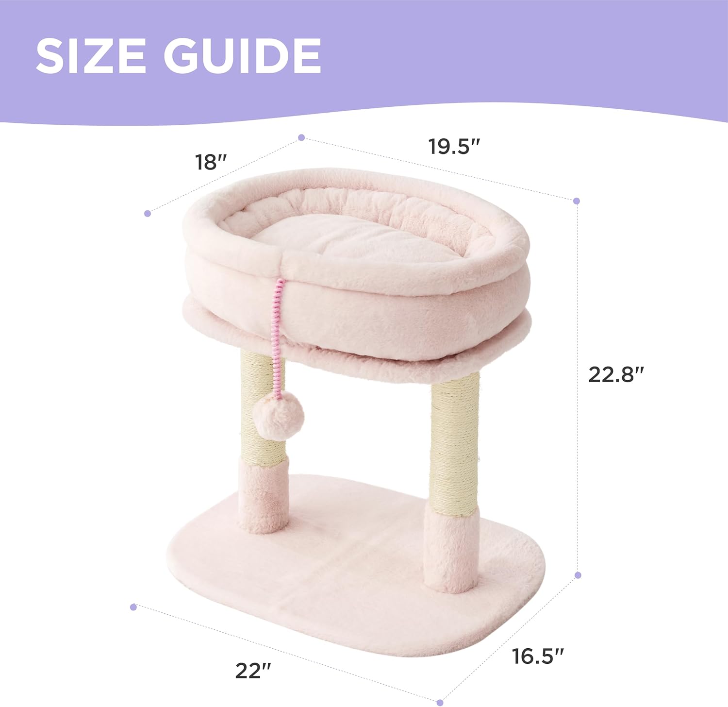 review Lesure Cute Cat Tree Tower - Cat Tower with Nature Sisal Scratching Post for Indoor Large Cats and Kittens, Featuring with Soft Removable Cat Bed,Wide Perch, Playful Toy, 22x16.5x22.8in，Pink