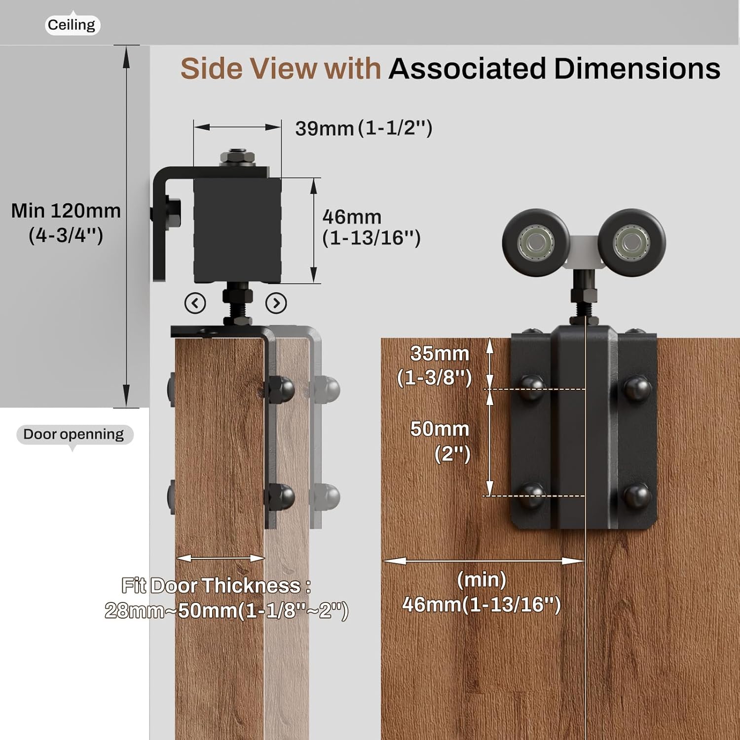 96"/8FT Box Rail Hardware Heavy Duty Sliding Barn Door Track, Aluminium Alloy Wall Mount Kit for Single Door, Smoothly and Quietly Easy to Install (No Door)