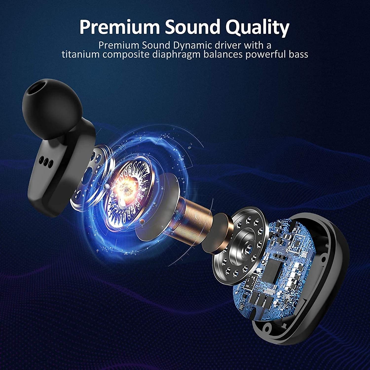 Auricolari wireless veri, auricolari Bluetooth 5.0 in-ear con custodia di ricarica, chiamate stereo facili da abbinare, microfoni integrati, resistenza al sudore IPX6 per sport, allenamento, palestra