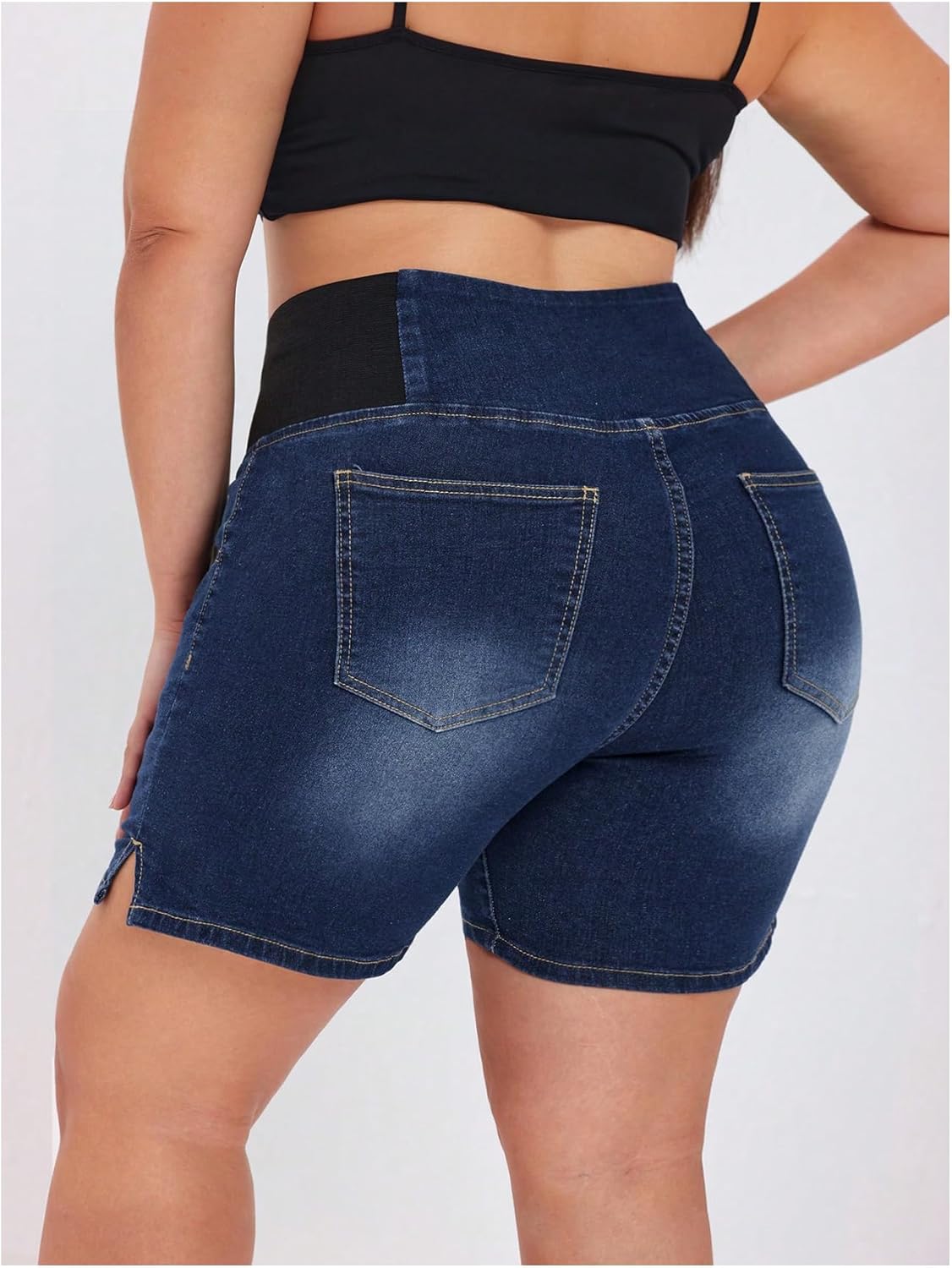 Verdusa Women's Plus Size Casual Jean Shorts High Waisted Stretchy Denim Bottoms Jorts Baagy with Pockets - Image 3