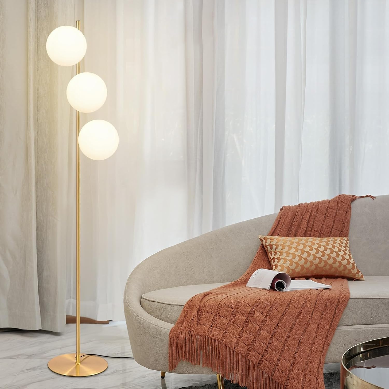 ZMH Lampada da terra moderna a stelo – 3 luci E27 design con interruttore a ped