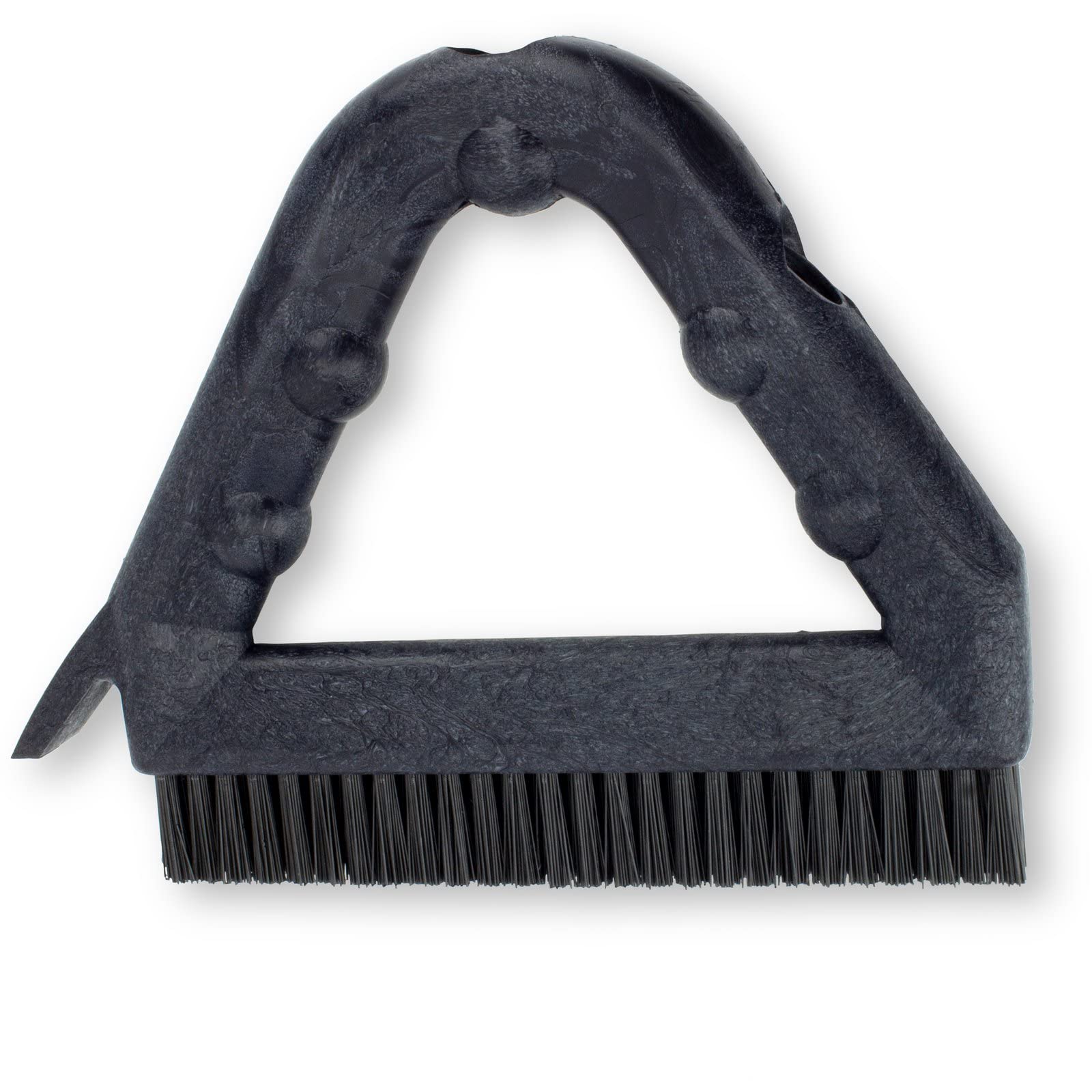 SPARTA Cepillo de lechada comercial de plástico, cepillo de limpieza en forma de triángulo con raspador y dos agujeros roscados para fijar el mango (se vende por separado), 9 x 7 x 7 pulgadas, negro