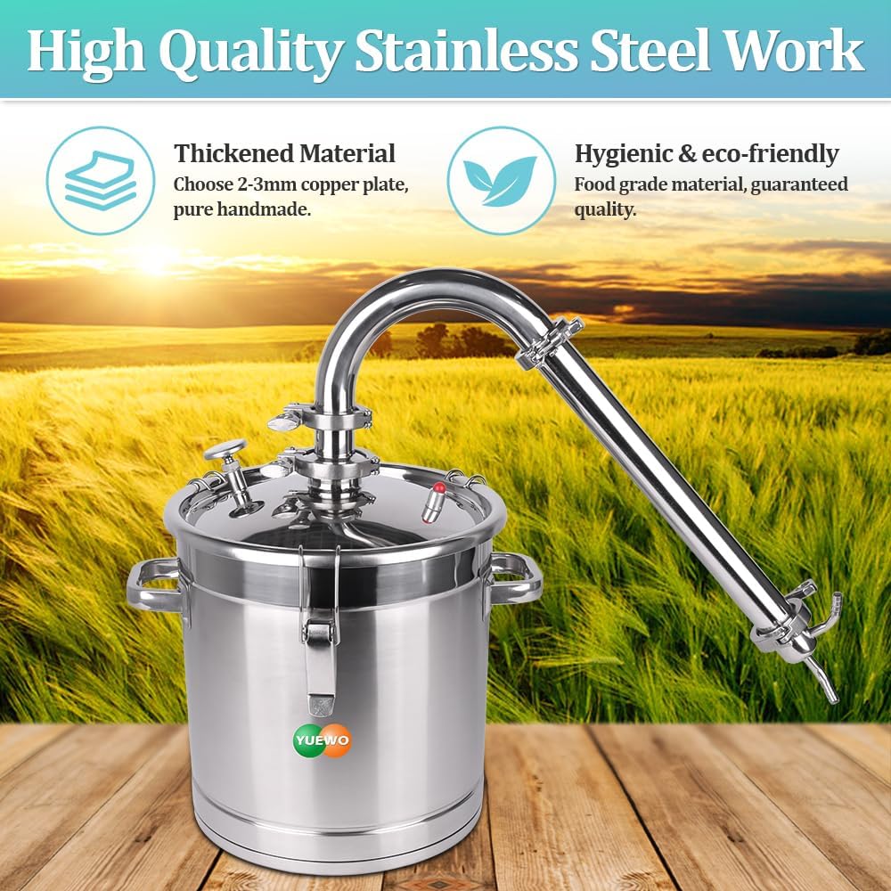 YUEWO 5.8Gal/22Litres Simple Alcohol Distiller Wine Making Home Brewing Kit for DIY Whisky Wine Brandy Gin Vodka Alcohol