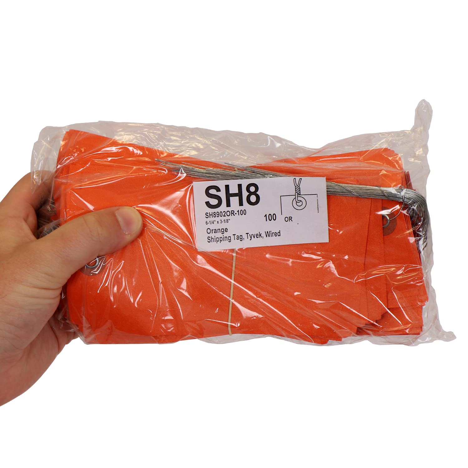 SmartSign Tyvek Lot de 100 étiquettes d'expédition vierges avec fil Orange Taille 8