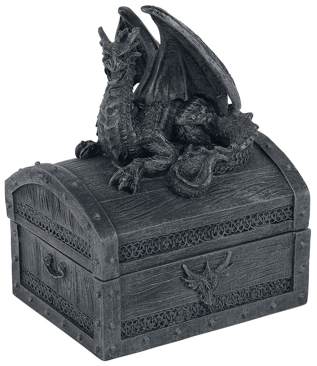 Nemesis Now Sacred Keeper Dragon Treasure Chest Decorative Storage Box, Hand-Painted Resin Dragon Box for Gothic and Fantasy Collections, 14.5cm