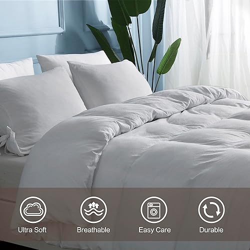 Miniatura 3 de ILAVANDE Juego de funda nórdica (individual, gris claro)