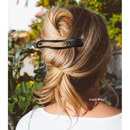 Miniatura 2 de Pinzas de pelo planas francesas para mujer, paquete de 4 pinzas curvadas para cabello grueso y fino, agarre fuerte, agarre antideslizante, pinzas