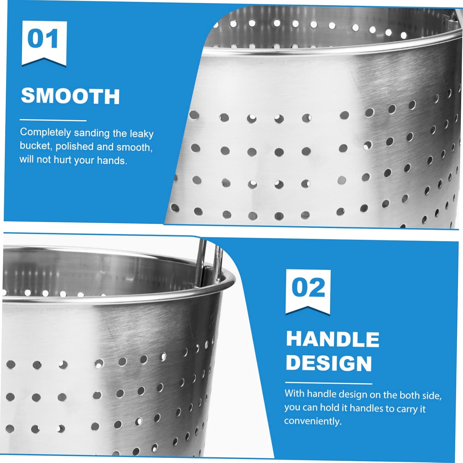DOITOOL Crawfish Leaky Pot Crawfish Seafood Pot Seafood Boil Stainless Steel Crab Steamer Strainer Basket Stock Insert for Outdoor Cooking Accessories Silver