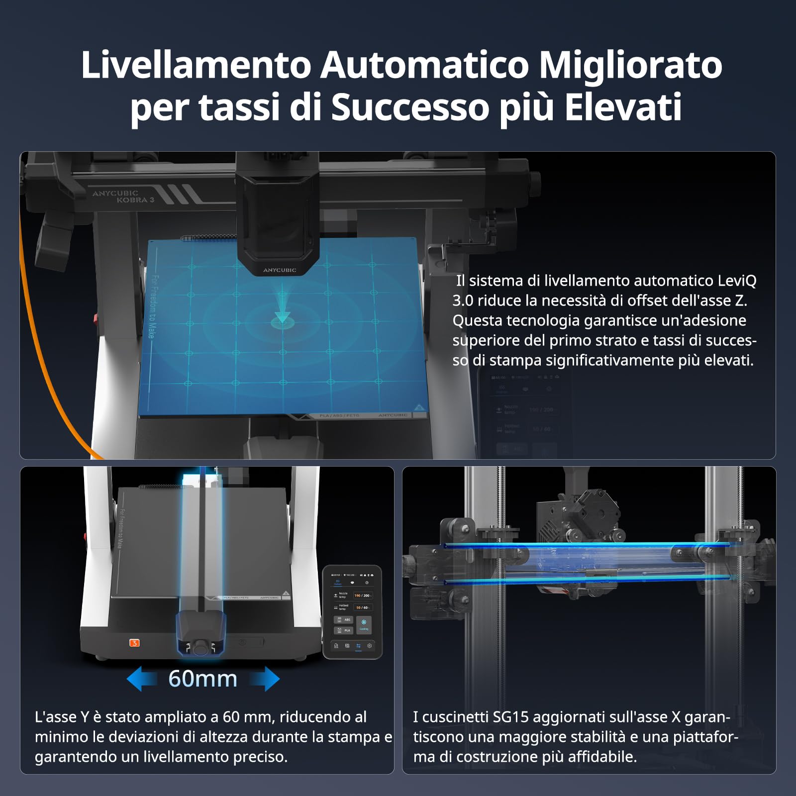 ANYCUBIC Kobra 3 V2 Stampante 3D, Supporta la Stampa 4/8 Multicolore, Telecamera 720p per il Monitoraggio, Livellamento Automatico Migliorato e Ugello Potenziato per Stampe più Grandi