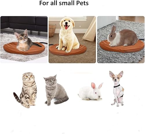 Miniatura 5 de Almohadilla térmica para mascotas para gatos y perros pequeños, apagado automático, redonda, impermeable, cama para gatos con calefacción para