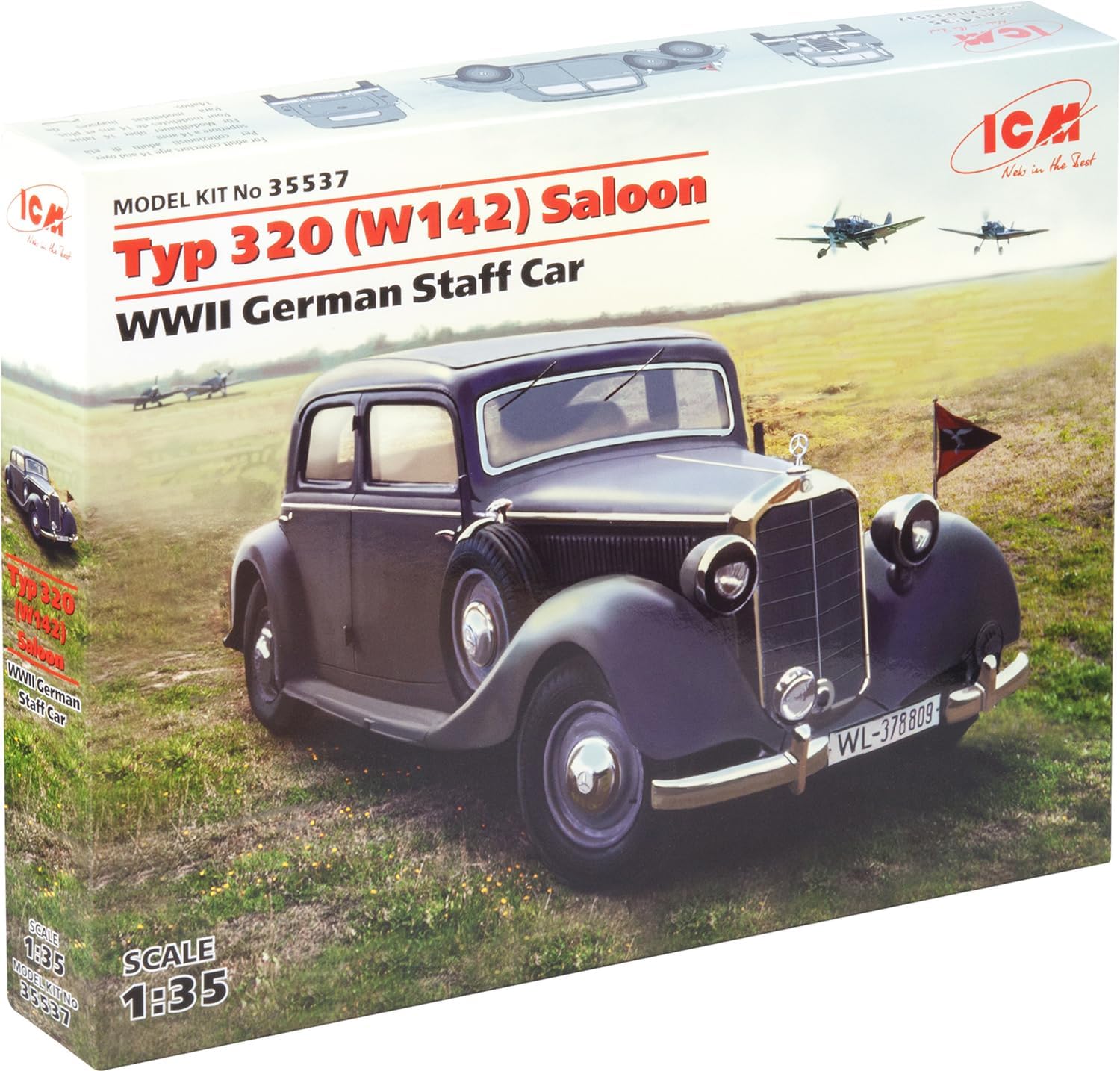 ICM ICM35537 Mercedes-Benz 1:35-Typ 320 (W142) Saloon, WWII German Staff Car