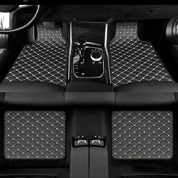 Floor Mats Cars for Mazda Mazda 2 2015-2025, 4-Piece All-Weather Waterproof Automotive Floor Mat Set Anti-Slip Car Mats,Black-White