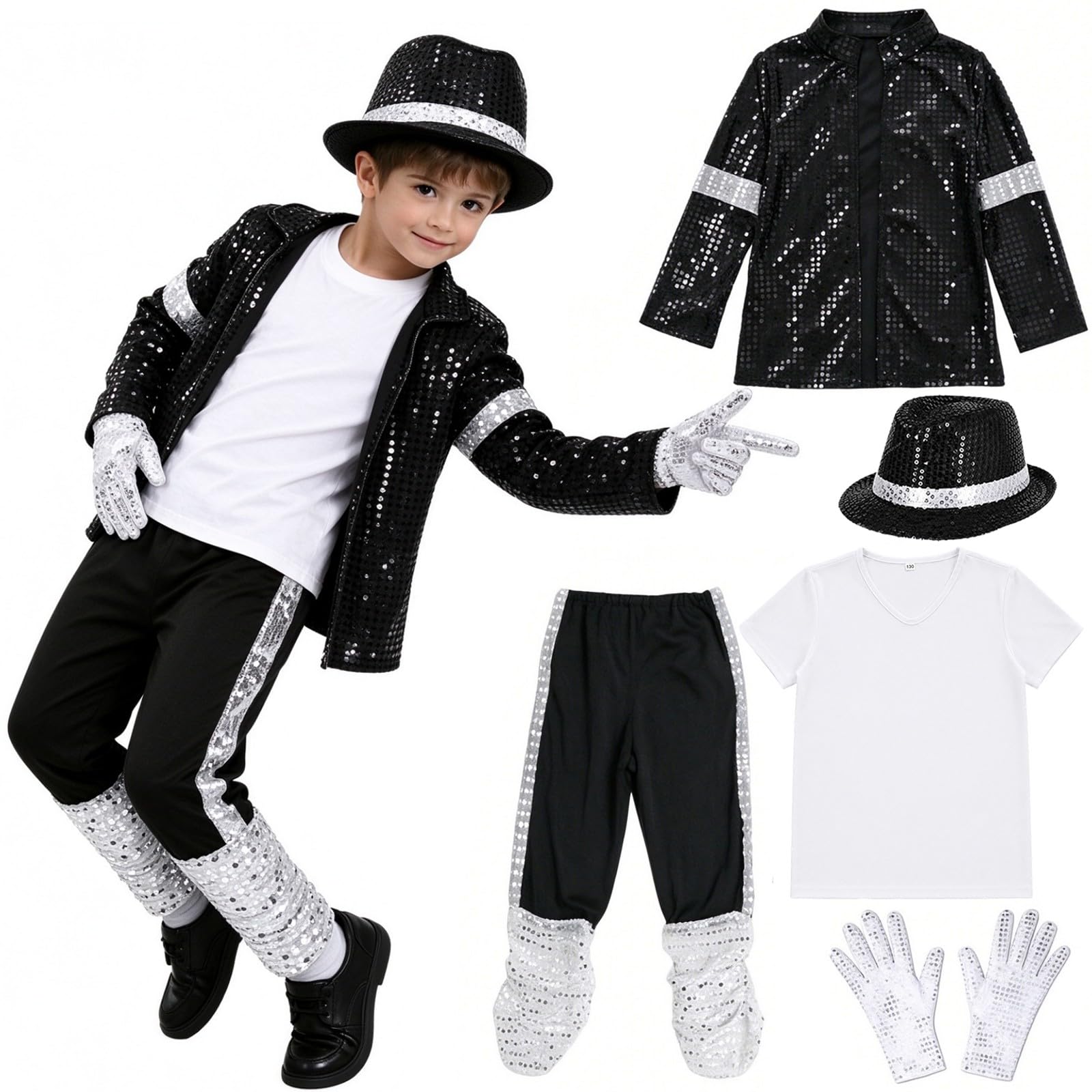 Kids Performance Outfit Sequin Costume for Boys Girls Super Star Set — image 1