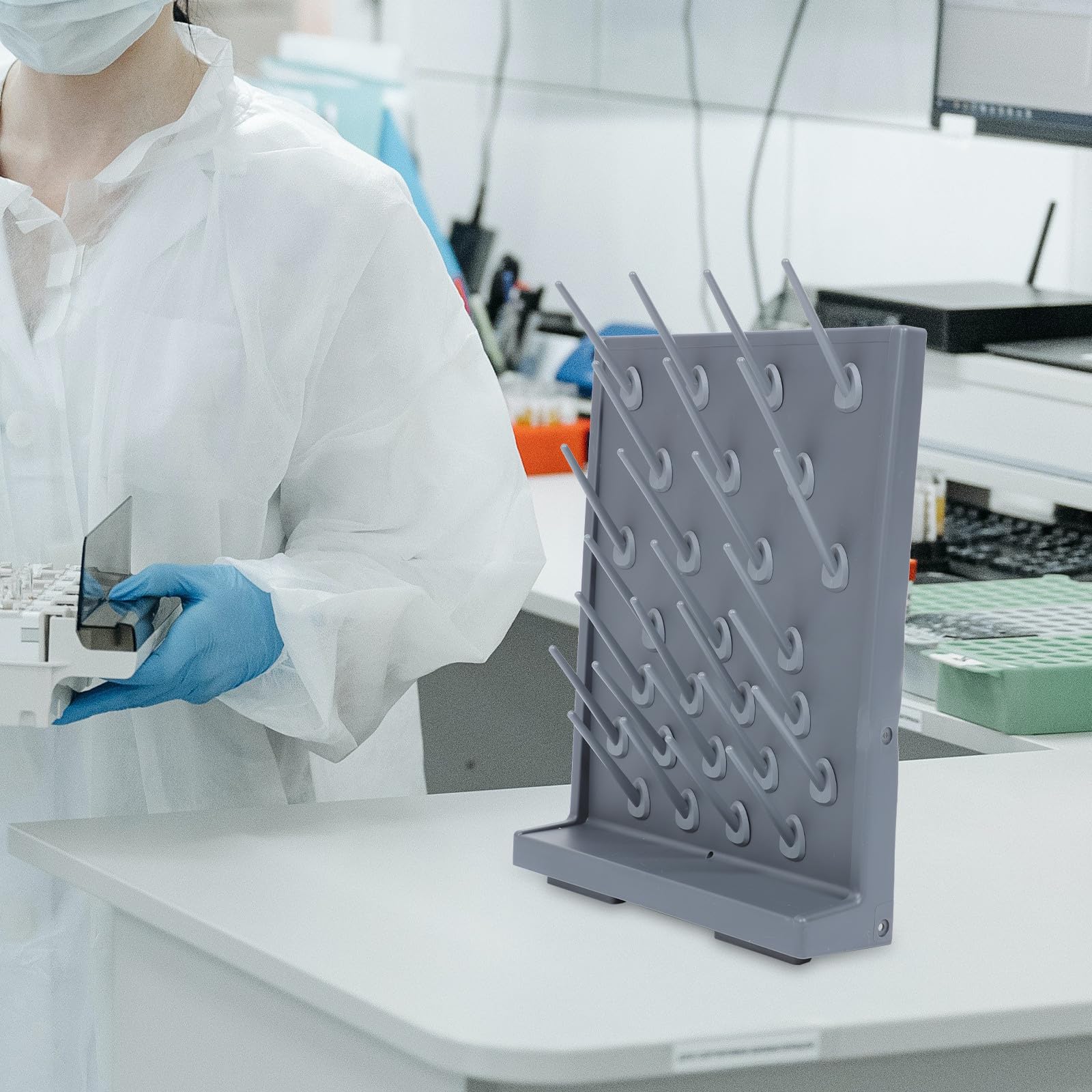 LALAFINA 2 Stück Reagenzglasgestell aus Pp Kunststoff Leicht und Kompakt für Labor und Hochschulen für Reagenzglaslagerung und Bench Arbeiten in Schwarz