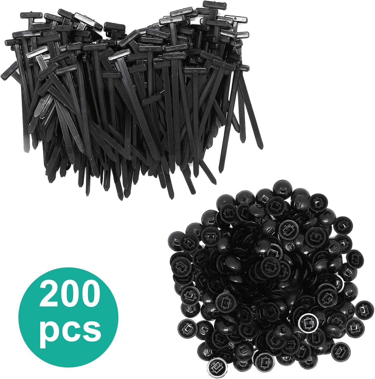 200pcs Nylon Universal Cable Tie Buckle, Heay Duty Self-Locking Nylon Cable Ties Buckle Zip Tie Zipper Clips for Cars, Zipties Fasteners for Car Body Auto Fixing Repair