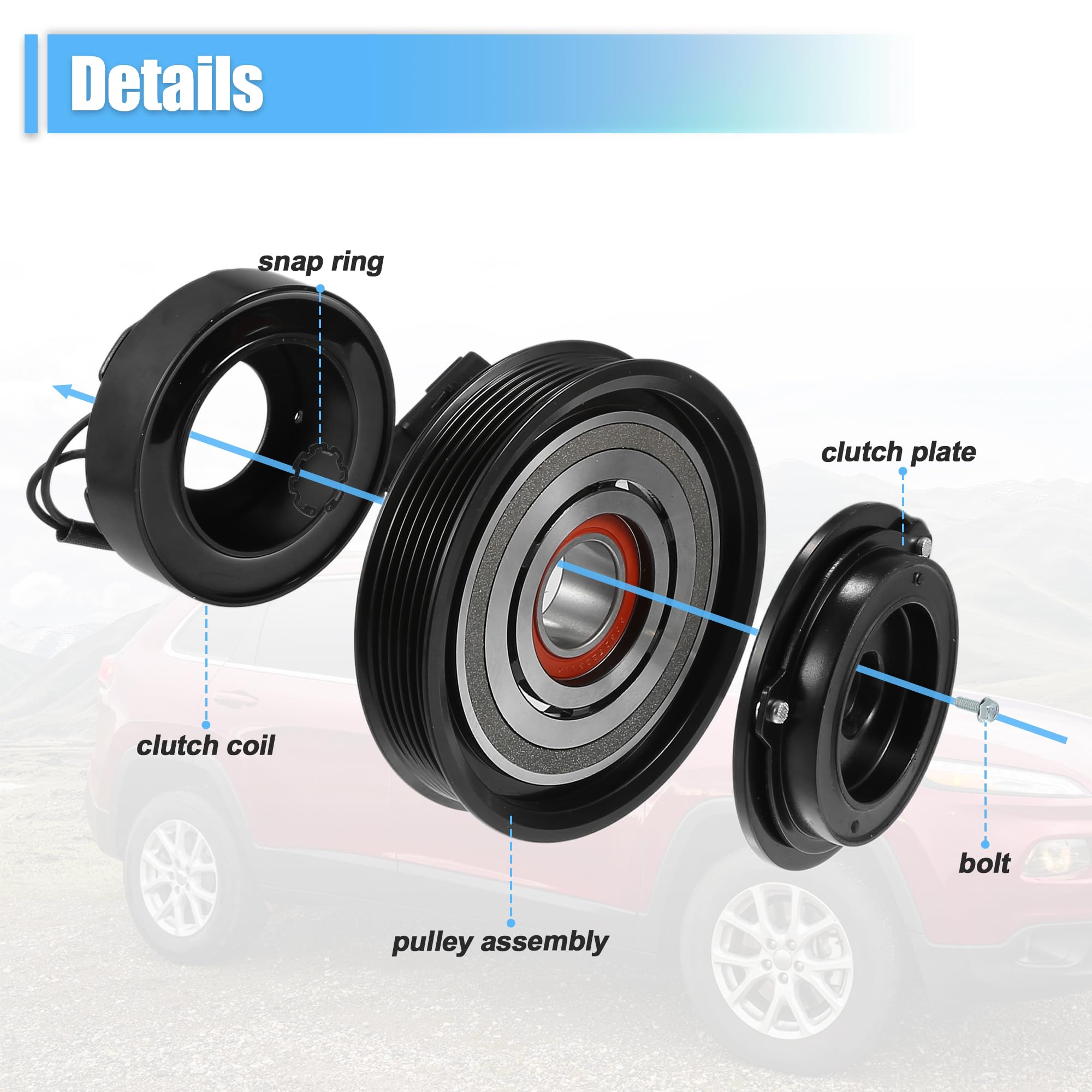QUARKZMAN 1 Set Frizione Compressore A/C per Jeep Cherokee Wrangler Tj 2006