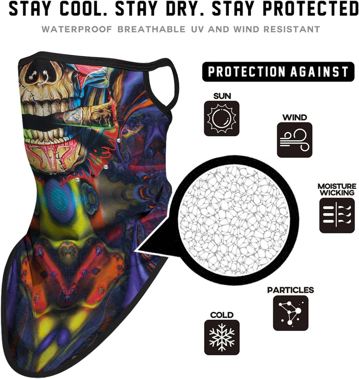 M-YOUNG Ear Loops Neck Gaiter Face Mask Covering Bandanas for Men Women Summer UV Face Scarf Mask Cover Facemask Balaclava