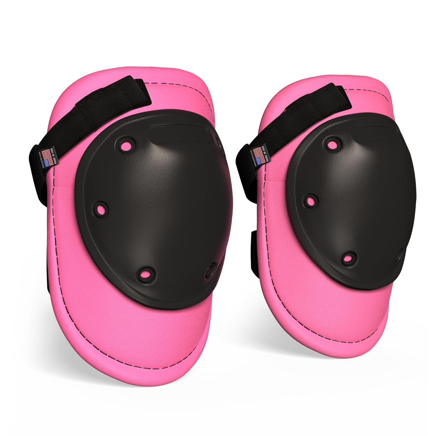PRO Constructor Style Knee Pads for Women with 3 Levels of Protection, Pink, 1 Pair - Flat Stand Plastic Cap & Multi Adjustable Fasteners, Made in USA
