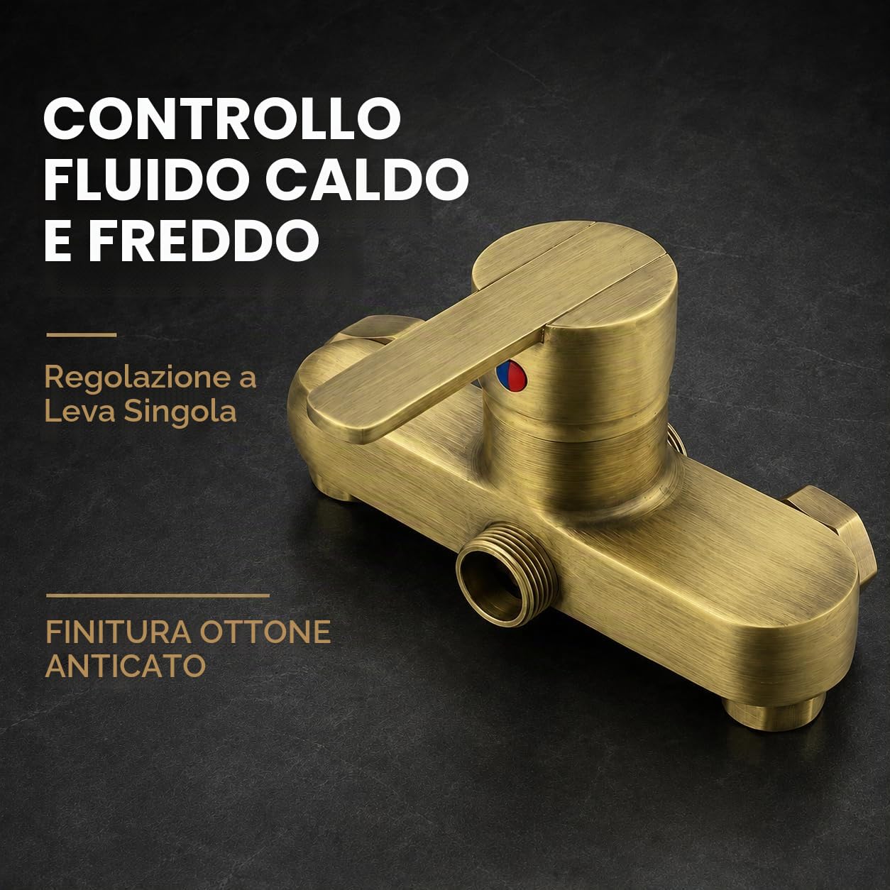 Doccia a Incasso Sistema Parete con Soffione Pioggia Quadrato 20cm, Doccetta a Mano, Rubinetto Vasca e Asta Doccia Regolabile in Finitura Bronzo