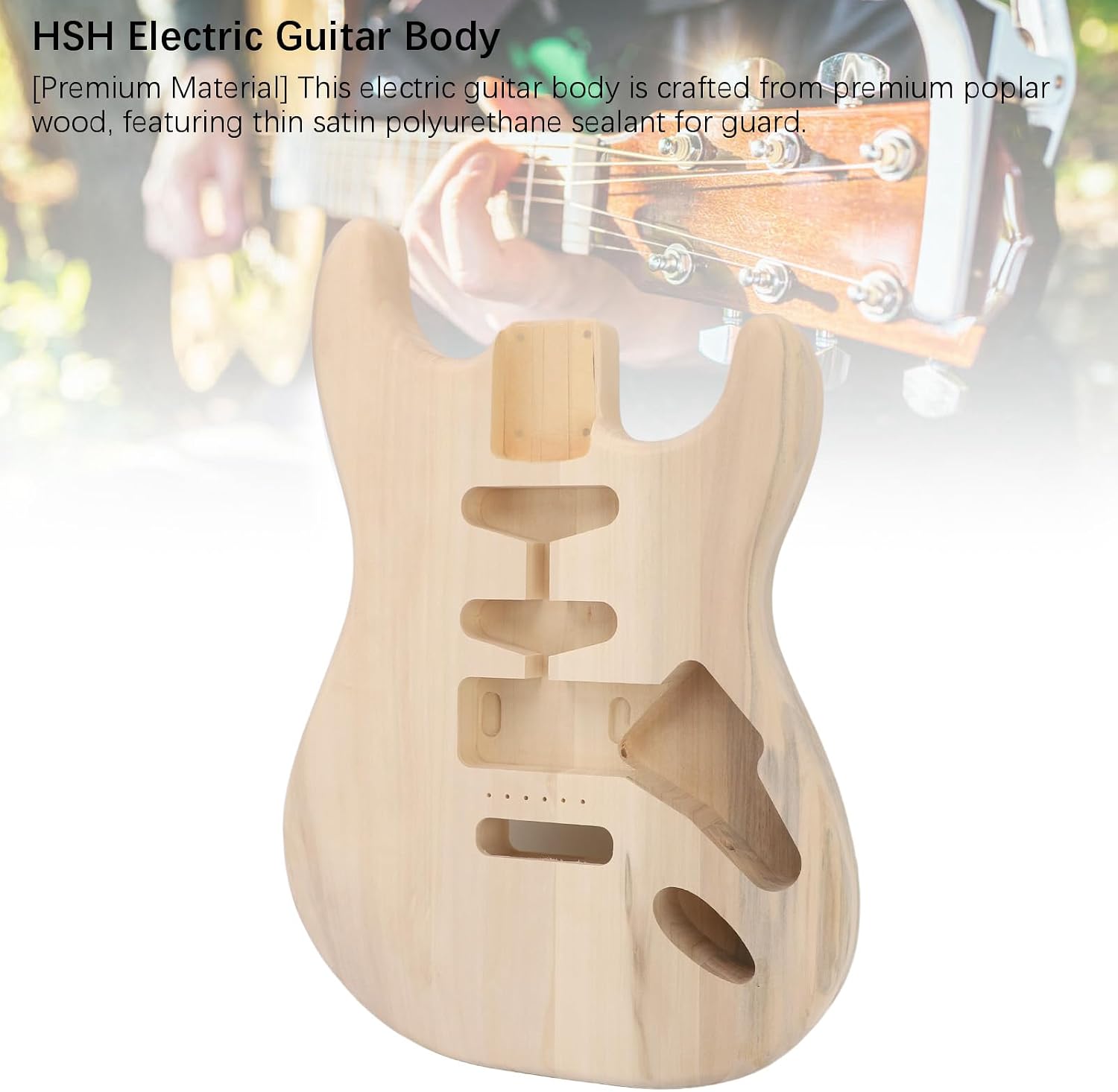 Electric Guitar Body, Unfinished Authentic Aged Charm, Replacement Guitar Body Standard HSH for Musicians Producers Recording Studios Live Performances