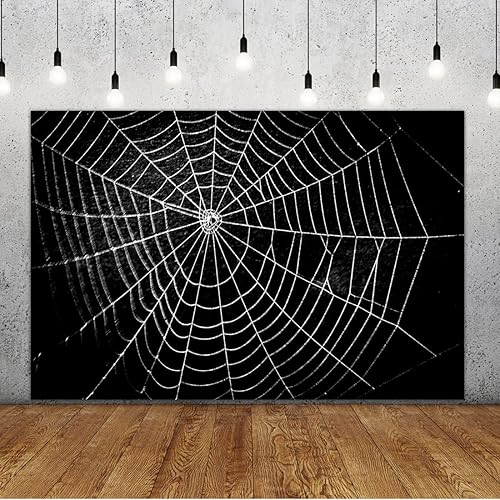 Lofaris Telón de fondo de fotografía de telaraña, negro puro para niños, decoración de fiesta temática de terror para noche de Halloween, fondo de