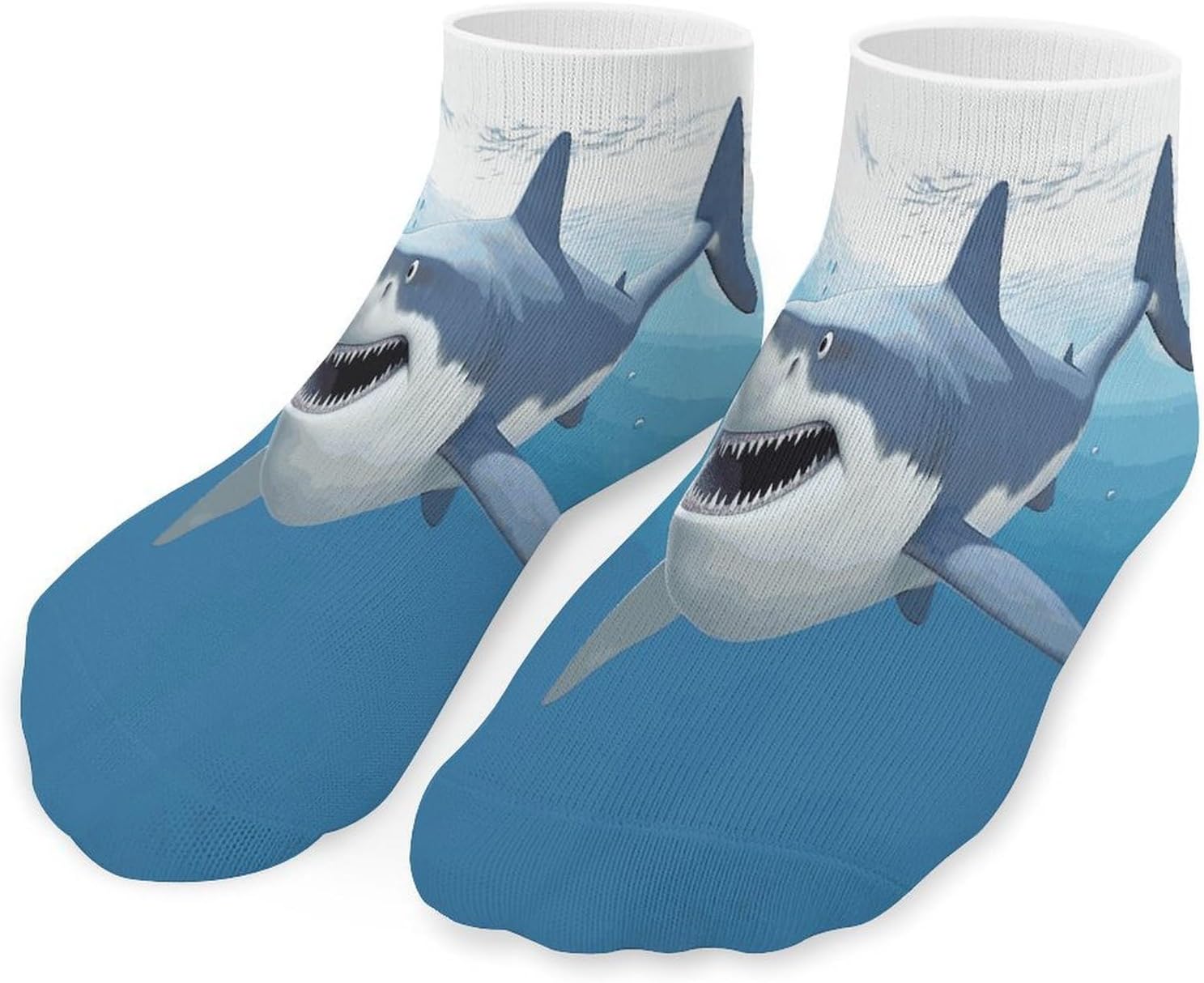 MUSM White Shark Socks Cozy Ankle Socks Soft Low Cut Sock Breathable Running Sock for Adult 5 Pairs