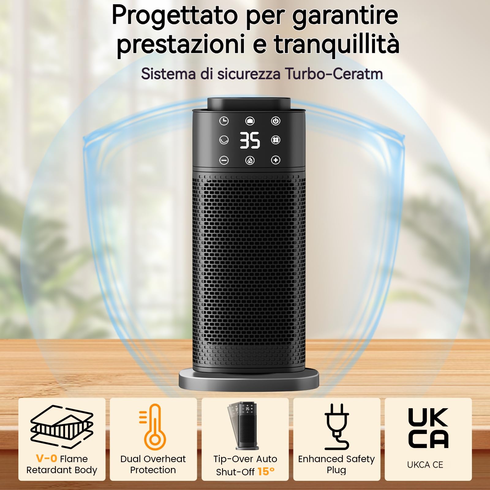 2000W Stufa Elettrica Basso Consumo,Termoventilatore in ceramica silenzioso, con riscaldamento a 3 livelli, funzione timer, doppio utilizzo per caldo e freddo, protezione da surriscaldamento e