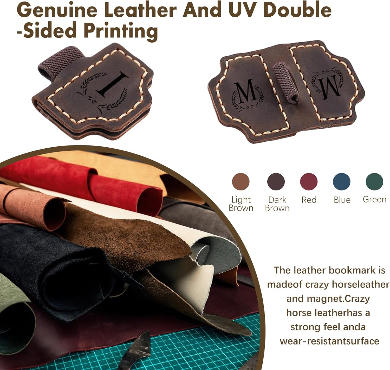 Custom Bygone Mark Bookmark with Pen Holder, 26 Letters Name Initial Personalized Magnetic Leather Bookmark, Gifts for Book Lovers, Readers, Travelers, Leather Book Marks (Wine Red, M) - Image 7