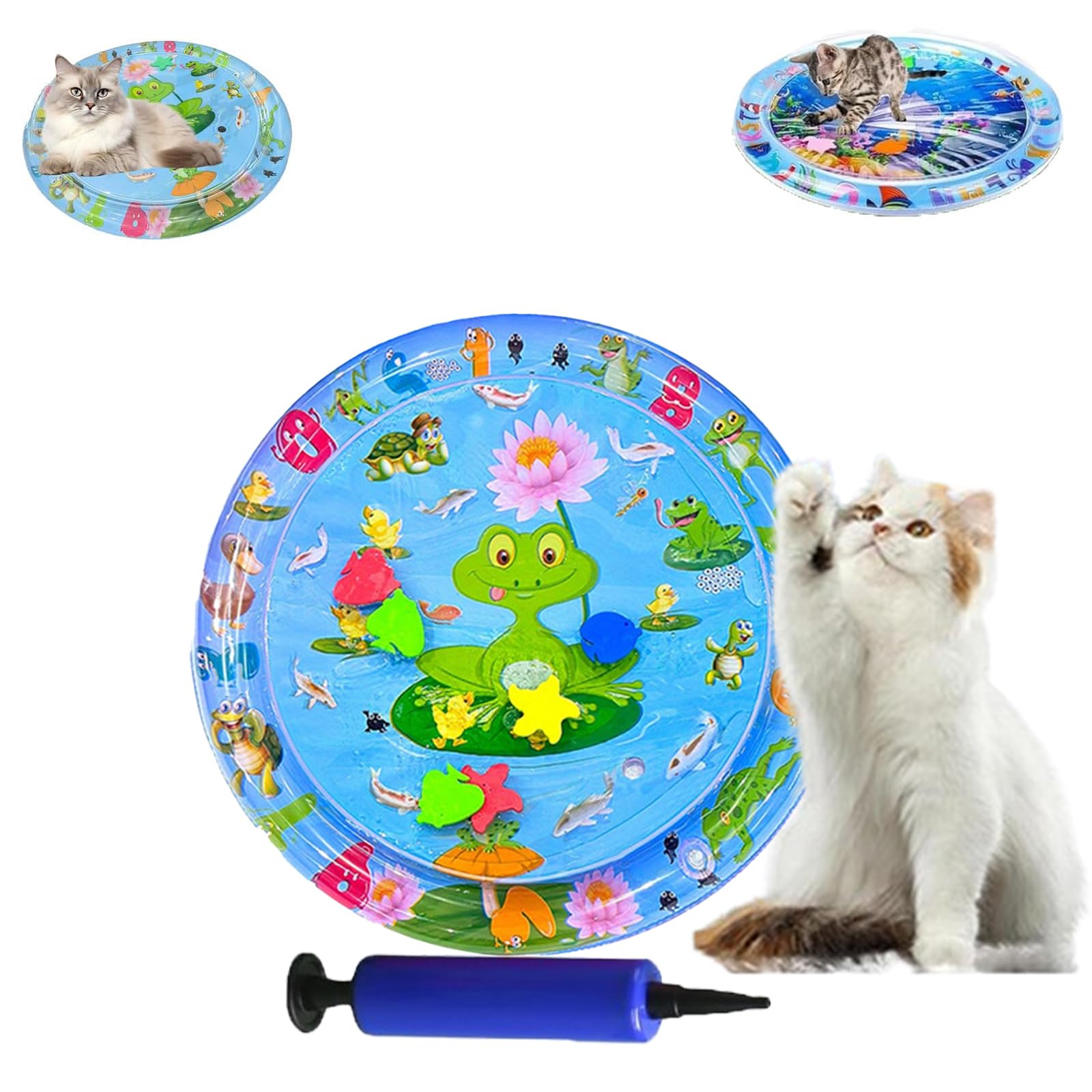 Ocean Breeze Splashland Cat Toy, Ocean Breeze Splashland, Cat Water Mat, Anti-Scratch Water Mat for Cats, Thickened Pet Pad and Cooling Waterbed for Dogs/Cats (G-65cm/25.6in)