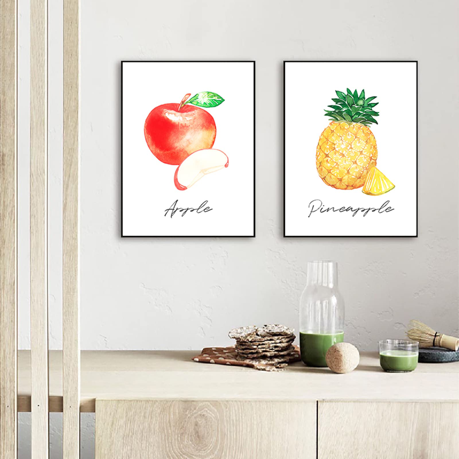 Decoración de pared de cocina pastoral Pintura en lienzo Impresión de arte de pared Juego de carteles de frutas Imágenes decorativas estéticas para decoración de sala de estar 250 cm (L) × 175 cm (H)