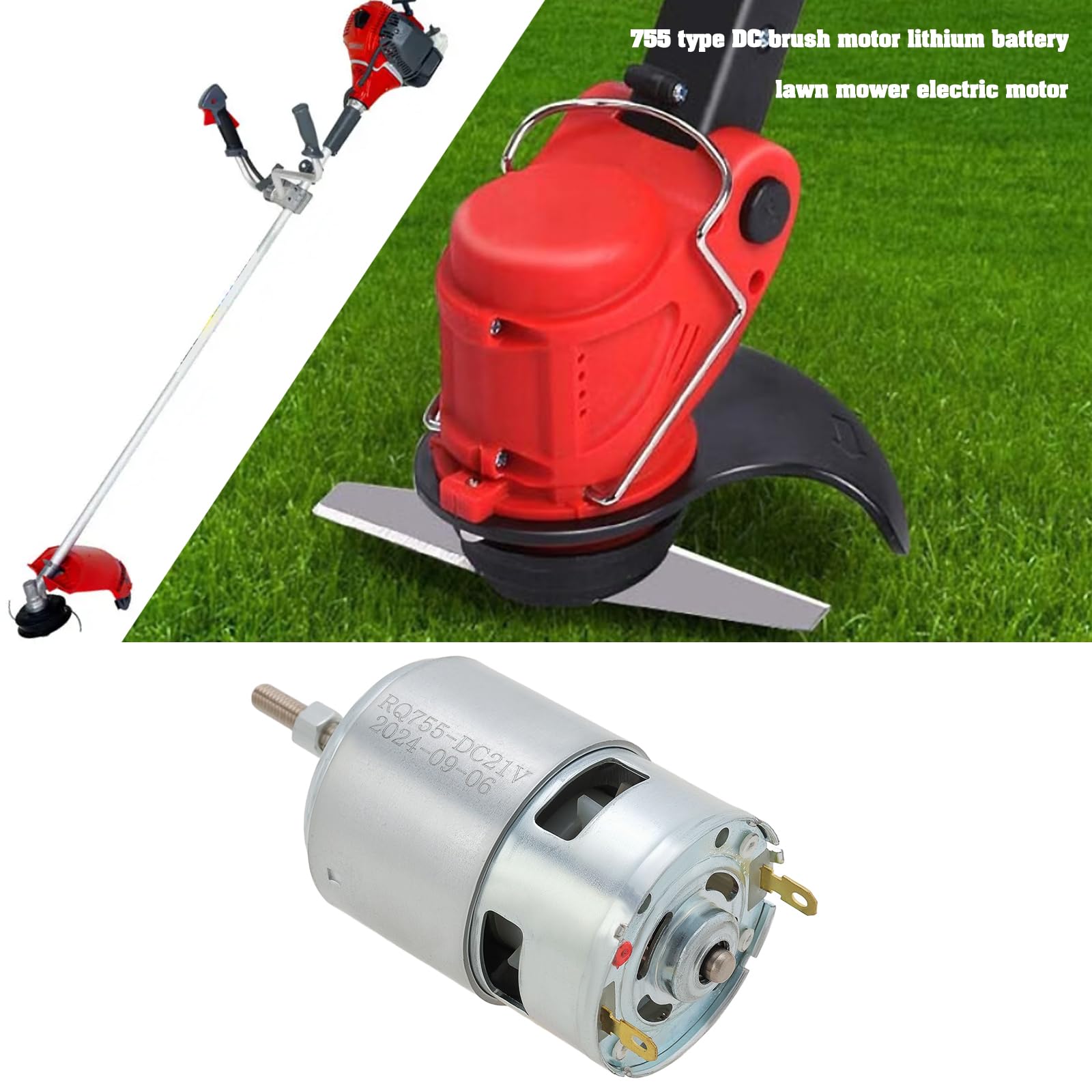 755 Bürstenmotor 755 Gleichstrommotor DC 21 V Bürstenmotor Motor mit Großem Drehmoment Und Langer Welle für 21 V Trimmer-Grasschneidermotor
