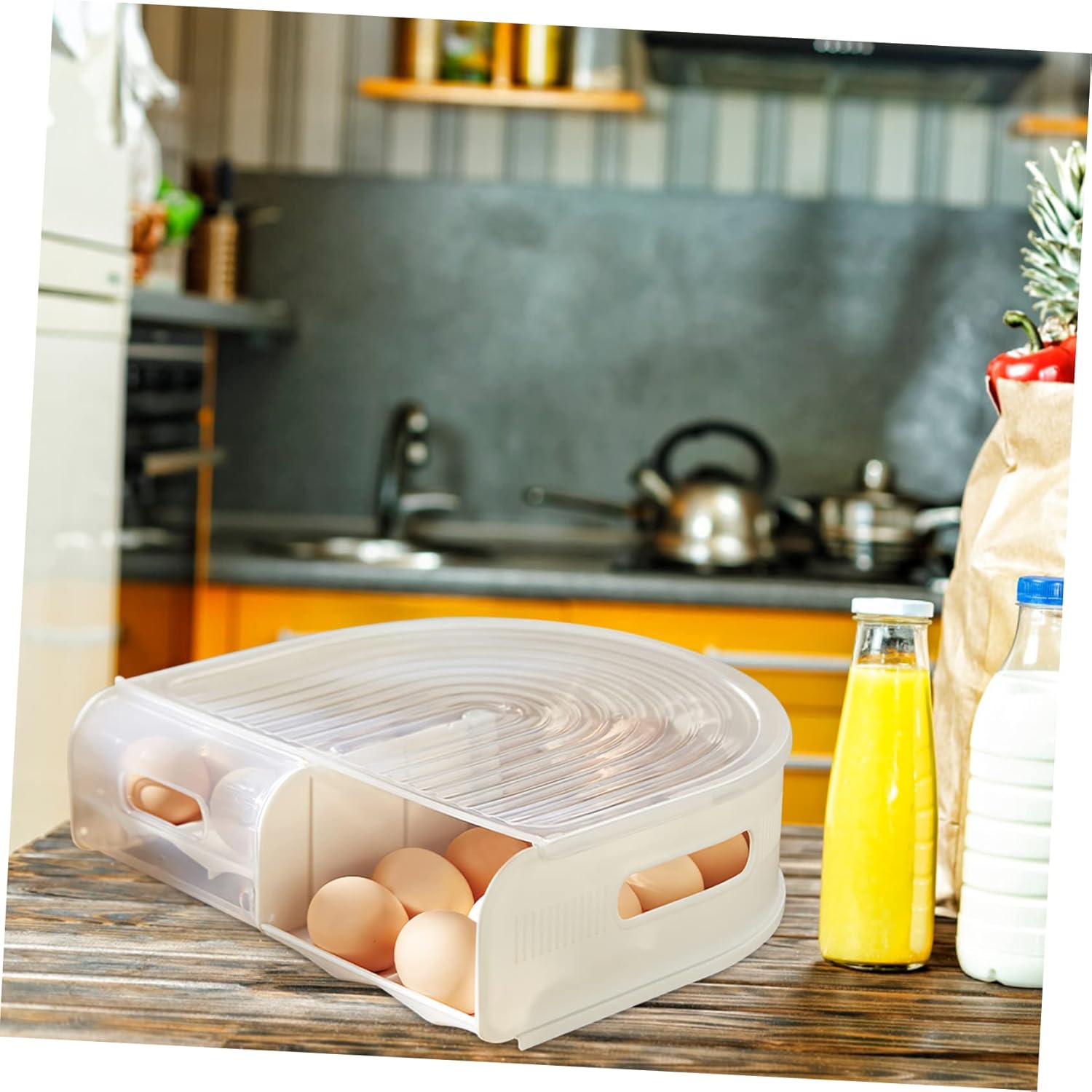 LIFKOME 1pcs Egg Storage Box Egg Holder Organizer for Refrigerator Reusable Thickened Tray Multi-function Case