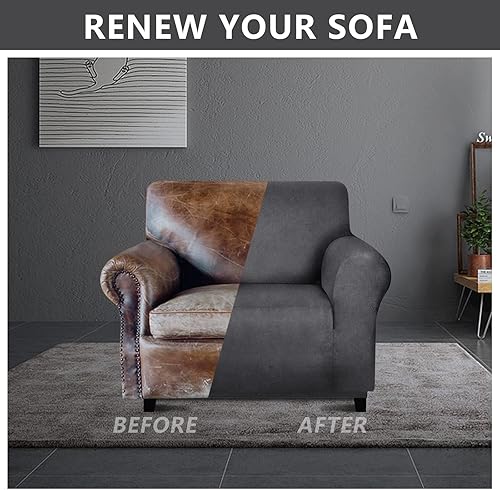 Miniatura 4 de molasofa Fundas para Silla - Funda para Sofá de Cuero, Fundas para Silla Suave y Lavable con Calidad Similar al Cuero. Funda para Sofá de 1 Pieza,