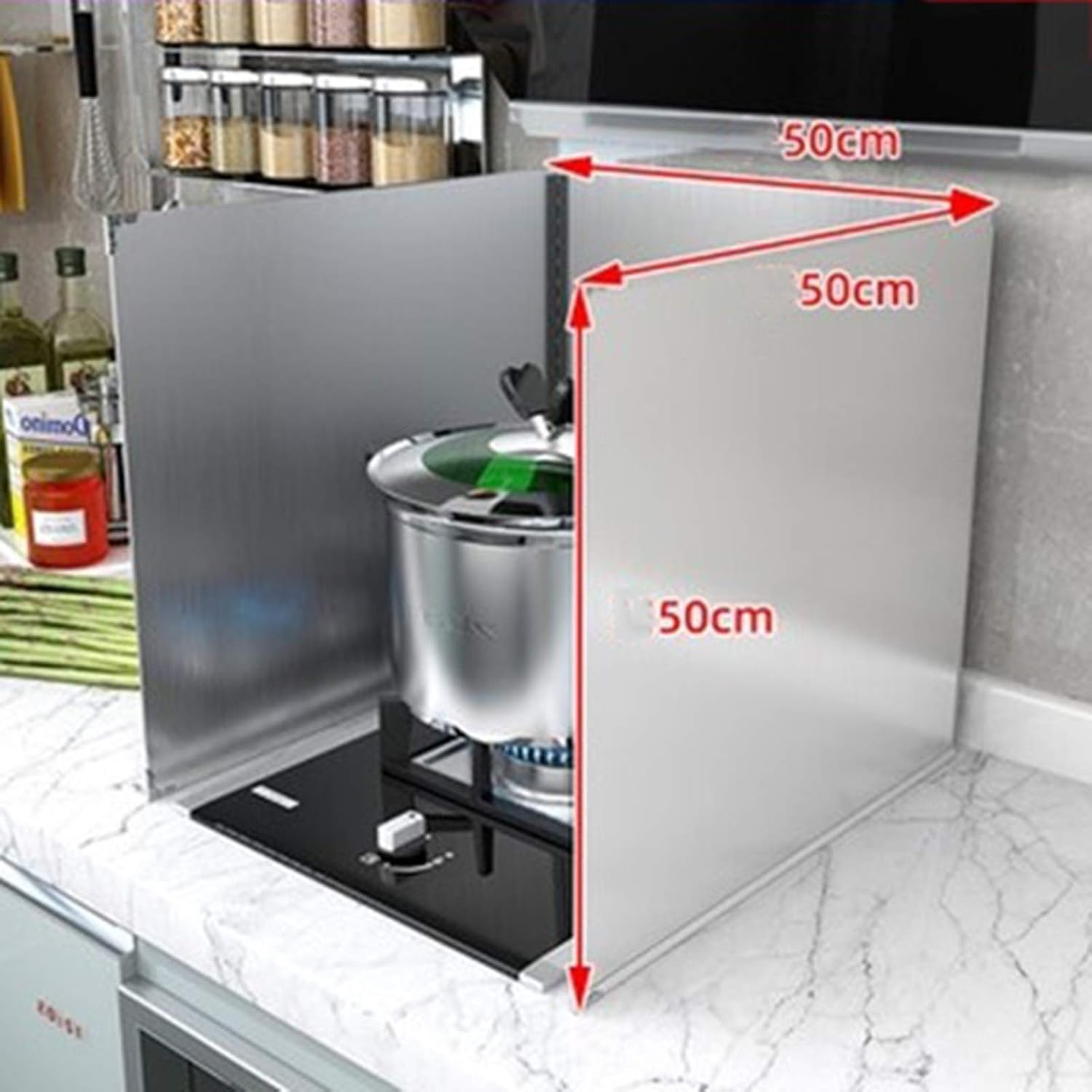 Anti Splatter Shield Guard, Nonstick 3 Sided Splatter Guard Cooking Large Insulated Spatter-Proof Oil Barrier High Temperature Resistant Aluminum Foil Board Folding Splashproof Tools,50 * 50 * 50cm