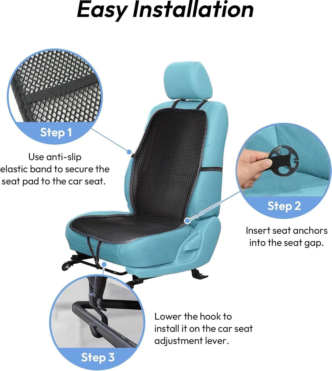 YUNZLAN Summer Cooling Ventilated Mesh Seat Cushion for Car,Universal Breathable Vented Seat Cover Fis Cars SUVs Trucks Vans Pickups for Driving Seat – 40.5" x 18" – Black
