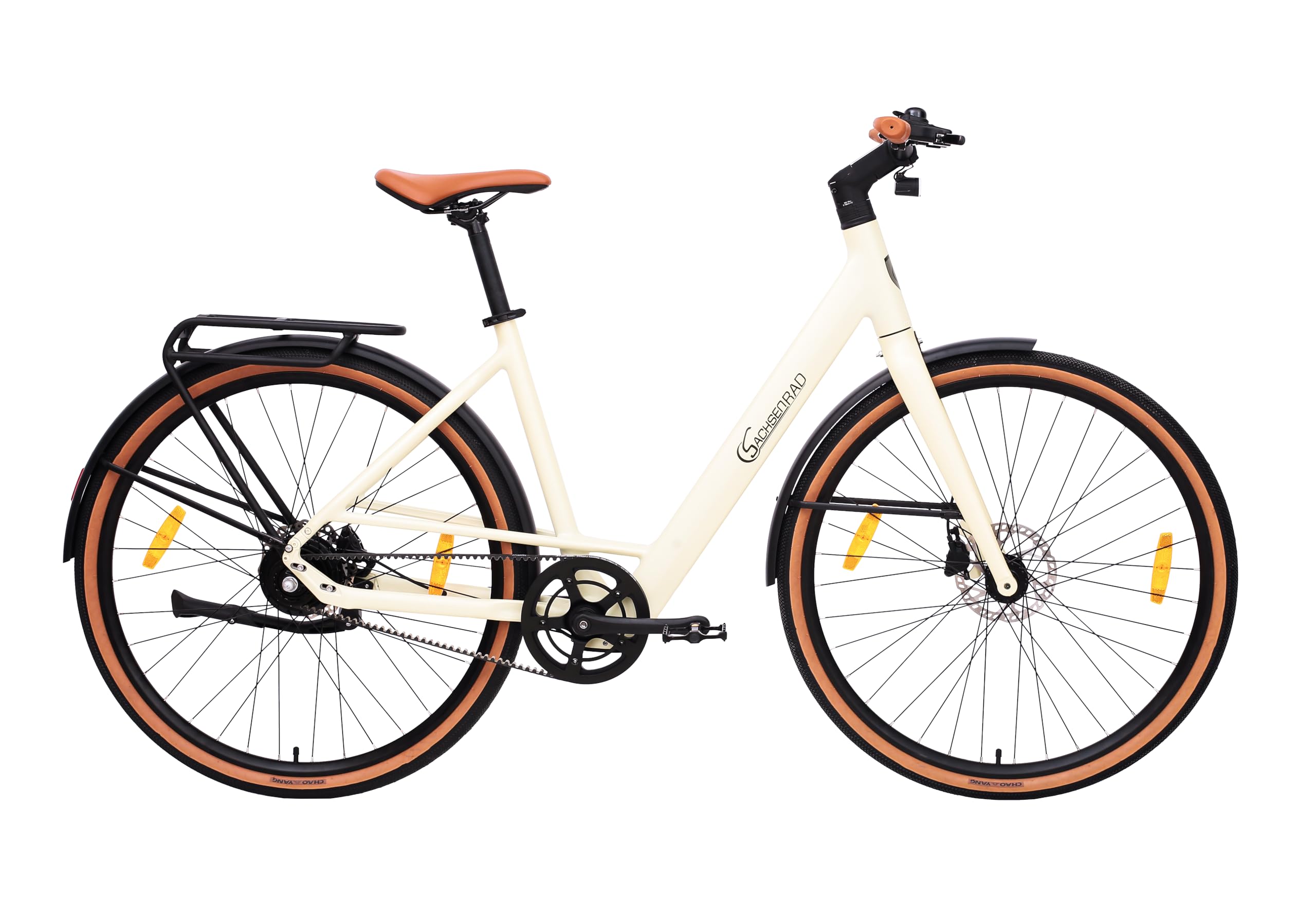Vélo Électrique Adulte C3F - VAE Ville Urbain Ultra Léger 16kg - Transmission par Courroie et Capteur de Couple - Roues 28 Pouces - Design Minimaliste Blanc Marbre