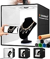 DUCLUS 16x16 Photo Light Box Studio: 160 Dimmable LEDs CRI 97+, 6 PVC & 2 Paper Backdrops for Jewelry Food Shoes Product Photography